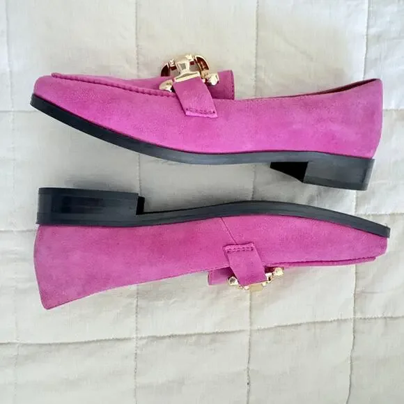 Diba True Pink Flats  Softgirl Boho Businesscasual Suede Loafers 7.5 Horsebit - Picture 6 of 7
